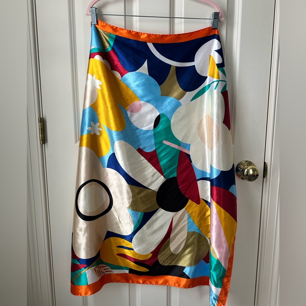 Multicolor Floral Satin Scarf